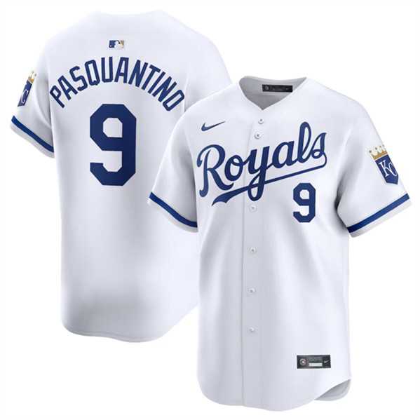 Mens Kansas City Royals #9 Vinnie Pasquantino White 2024 Home Limited Stitched Baseball Jersey Dzhi